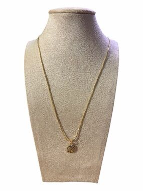 Gold Plated Pendant Necklace with Textured Disc
